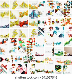 Huge mega collection of abstract geometric paper graphic layouts. Universal backgrounds, presentation templates or web covers. Vector illustration