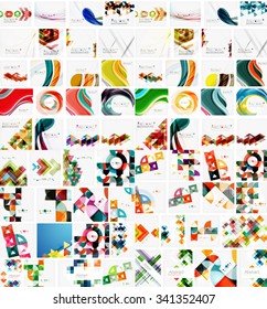 Huge mega collection of abstract geometric paper graphic layouts. Universal backgrounds, presentation templates or web covers. Vector illustration