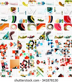 Huge mega collection of abstract geometric paper graphic layouts. Universal backgrounds, presentation templates or web covers. Vector illustration