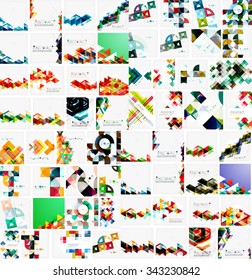 Enorme mega colección de diseños gráficos abstractos de papel geométrico. Fondos universales, plantillas de presentación o portadas web. Ilustración del vector