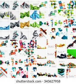 Huge mega collection of abstract geometric paper graphic layouts. Universal backgrounds, presentation templates or web covers. Vector illustration