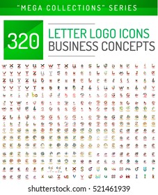 Huge mega collection of letter logo business icons. Abstract geometric design symbols