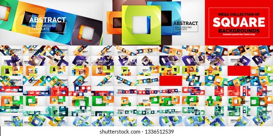 Huge mega collection of square geometric shape abstract backgrounds. Vector illustration