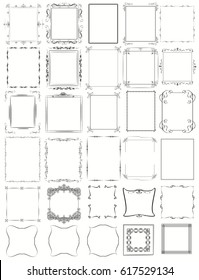 Huge mega collection of vector frames in vintage modern and victorian styles. Calligraphic design
