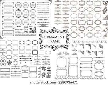 Große riesige Kollektion, bestehend aus Vektorelementen für Design, Ecken, Textrahmen, Textteilen.