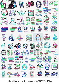 Huge mega set of infographic templates, modern compositions woth labels, stickers, words and other