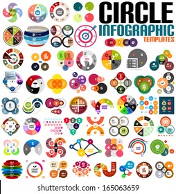 Huge modern circle infographic design template set. For banners, business backgrounds, presenations