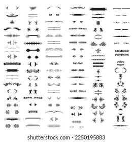 a huge number of details of different ornaments in different styles and vector format, black and white, a collection of ornaments
