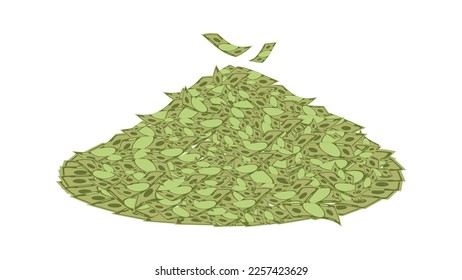 Huge packs of paper money. Bundle with cash bills. Keeping money in bank. Deposit, wealth, accumulation and inheritance. Flat vector cartoon money illustration. Objects isolated on a white background.