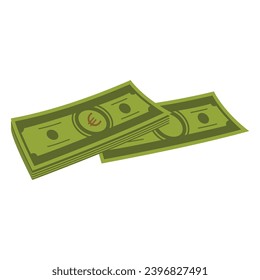 Huge packs of paper money. Bundle with cash bills. Keeping money in bank. Deposit, wealth, accumulation and inheritance. Flat vector cartoon money illustration. Objects isolated on a white background.