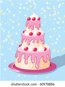 Huge party cake with pink glaze