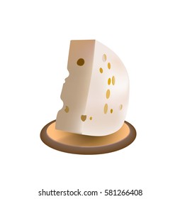 Huge peace of Swiss Emmentaler on a wooden plate
