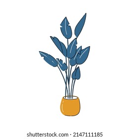 Huge plant in modern flor pot for scandi interior. Great for web design, instructions, cards and apps.