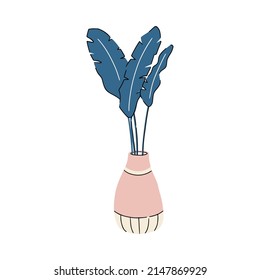 Huge plant in modern vase for scandi interior. Great for web design, instructions, cards and apps.