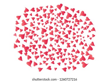 Huge Red Cluster of Hearts Vector Banner. A Lot of Doodle Beautiful Hearts. Love Shapes Confetti Original Abstract Background