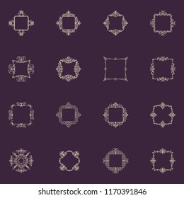 Huge rosette wicker border collection. Vintage vector symbol for decoration text, certificate and page decor in advertising. Business flourish sign and classic logo. Motifs frames and ornate elements.