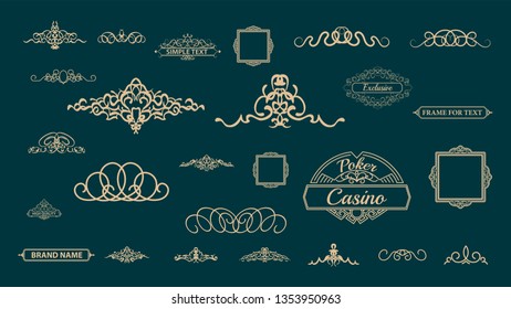 Huge rosette wicker border collection. Vintage vector symbol for decoration text, certificate and page decor in advertising. Business flourish sign and classic logo. Motifs frames and ornate elements.