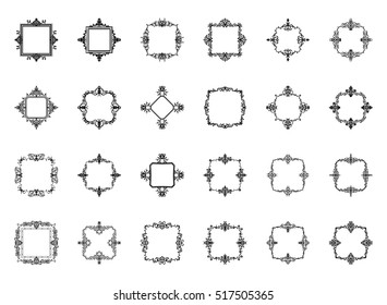A huge rosette wicker border collection in vector. Yellow vintage text, certificate and page decoration in advertising. Business flourish signs and classic logo. Motifs frames and ornate elements.