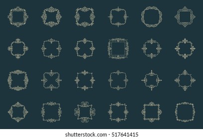 A huge rosette wicker border collection in vector. Yellow vintage text, certificate and page decoration in advertising. Business flourish signs and classic logo. Motifs frames and ornate elements.