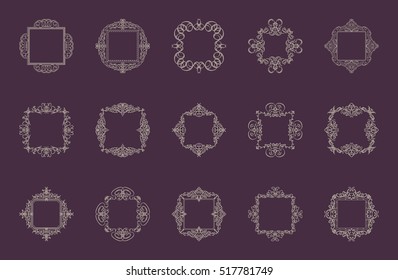 A huge rosette wicker border collection in vector. Yellow vintage text, certificate and page decoration in advertising. Business flourish signs and classic logo. Motifs frames and ornate elements.