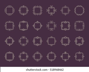 A huge rosette wicker border collection in vector. Yellow vintage text, certificate and page decoration in advertising. Business flourish signs and classic logo. Motifs frames and ornate elements.