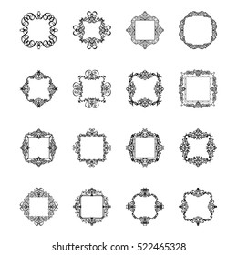 A huge rosette wicker border collection in vector. Yellow vintage text, certificate and page decoration in advertising. Business flourish signs and classic logo. Motifs frames and ornate elements.