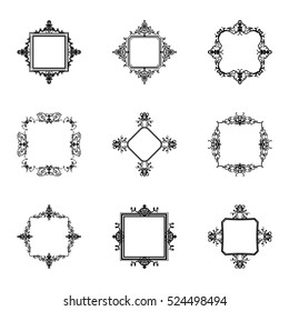 A huge rosette wicker border collection in vector. Yellow vintage text, certificate and page decoration in advertising. Business flourish signs and classic logo. Motifs frames and ornate elements.