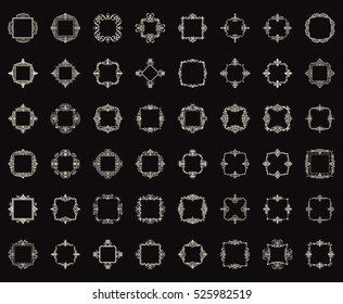 A huge rosette wicker border collection in vector. Yellow vintage text, certificate and page decoration in advertising. Business flourish signs and classic logo. Motifs frames and ornate elements.