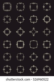 A huge rosette wicker border collection in vector. Vintage symbol for text, certificate and page decoration in advertising. Business flourish signs and classic logo. Motifs frames and ornate elements.