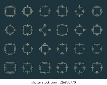A huge rosette wicker border collection in vector. Vintage symbol for text, certificate and page decoration in advertising. Business flourish signs and classic logo. Motifs frames and ornate elements.