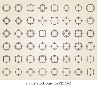 A huge rosette wicker border collection in vector. Yellow vintage text, certificate and page decoration in advertising. Business flourish signs and classic logo. Motifs frames and ornate elements.