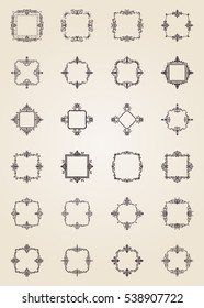 A huge rosette wicker border collection in vector. Yellow vintage text, certificate and page decoration in advertising. Business flourish signs and classic logo. Motifs frames and ornate elements.