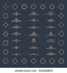 A huge rosette wicker border collection in vector.Vintage set for logos, certificate and page decoration in advertising. Business flourish signs and classic logo. Motifs frames and ornate elements.