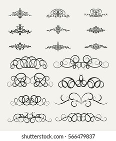 A huge rosette wicker border collection in vector. Yellow vintage text, certificate and page decoration in advertising. Business flourish signs and classic logo. Motifs frames and ornate elements.