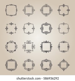 Huge rosette wicker border collection. Vintage vector symbol for decoration text, certificate and page decor in advertising. Business flourish sign and classic logo. Motifs frames and ornate elements.