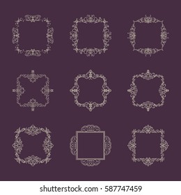Huge rosette wicker border collection. Vintage vector symbol for decoration text, certificate and page decor in advertising. Business flourish sign and classic logo. Motifs frames and ornate elements.