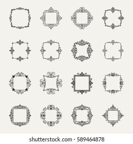 A huge rosette wicker border collection in vector. Vintage symbol for text, certificate and page decor in advertising. Business flourish signs and classic logo. Motifs frames and ornate elements.
