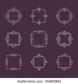 Huge rosette wicker border collection. Vintage vector symbol for decoration text, certificate and page decor in advertising. Business flourish sign and classic logo. Motifs frames and ornate elements.