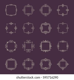 Huge rosette wicker border collection. Vintage vector symbol for decoration text, certificate and page decor in advertising. Business flourish sign and classic logo. Motifs frames and ornate elements.