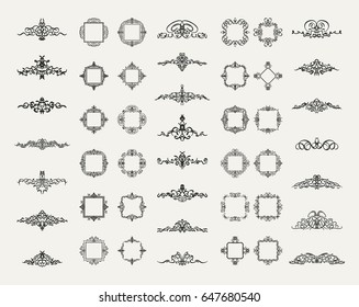 Huge rosette wicker border collection. Vintage vector symbol for decoration text, certificate and page decor in advertising. Business flourish sign and classic logo. Motifs frames and ornate elements.