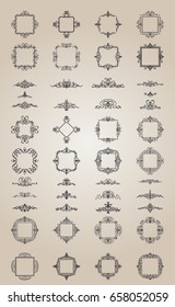 A huge rosette wicker border collection in vector. certificate and page decoration in advertising. Business flourish signs and classic logo. Motifs frames and ornate elements.