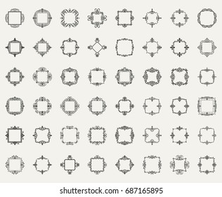 A huge rosette wicker border collection in vector. Yellow vintage text, certificate and page decoration in advertising. Business flourish signs and classic logo. Motifs frames and ornate elements.