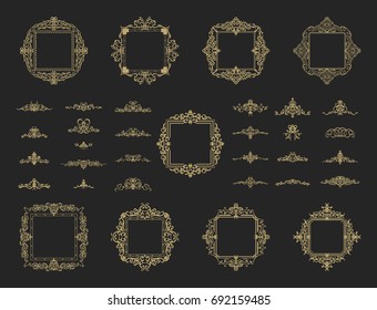 Huge rosette wicker border collection. Vintage vector symbol for decoration text, certificate and page decor in advertising. Business flourish sign and classic logo. Motifs frames and ornate elements.