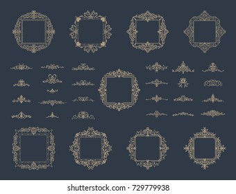 Huge rosette wicker border collection. Vintage vector symbol for decoration text, certificate and page decor in advertising. Business flourish sign and classic logo. Motifs frames and ornate elements.