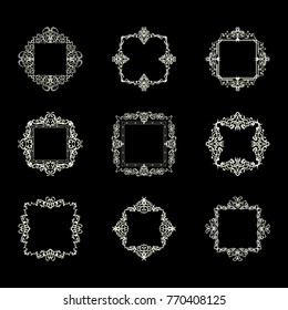 Huge rosette wicker border collection. Vintage vector symbol for decoration text, certificate and page decor in advertising. Business flourish sign and classic logo. Motifs frames and ornate elements.