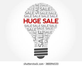 HUGE SALE bulb word cloud, business concept background