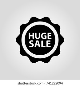 Huge sale label isolated flat icon on white background
