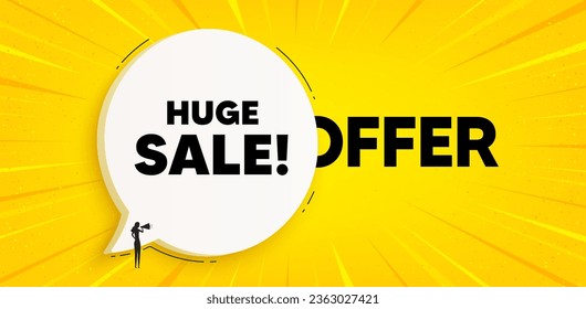 Huge Sale tag. Chat speech bubble banner. Special offer price sign. Advertising Discounts symbol. Huge sale speech bubble message. Talk box background. Vector