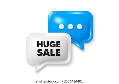 Huge Sale tag. Chat speech bubble 3d icon. Special offer price sign. Advertising Discounts symbol. Huge sale chat offer. Speech bubble banner. Text box balloon. Vector