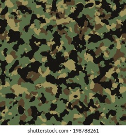 Huge seamless woodland camo pattern vector